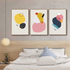 SIGNFORD 3 Piece Framed Canvas Home Artwork Decoration Abstract Color Block Canvas Wall Art for Living Room, Bedroom - 24"x36"x3 Panels