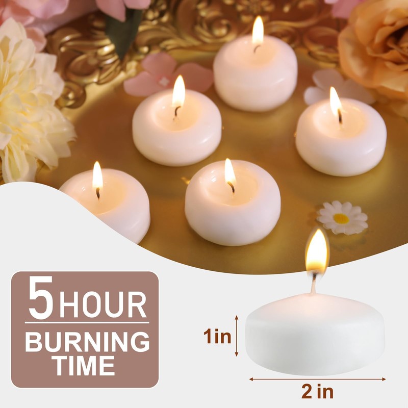 24 Pack 2 inch White Floating Candles Unscented Floating Candle