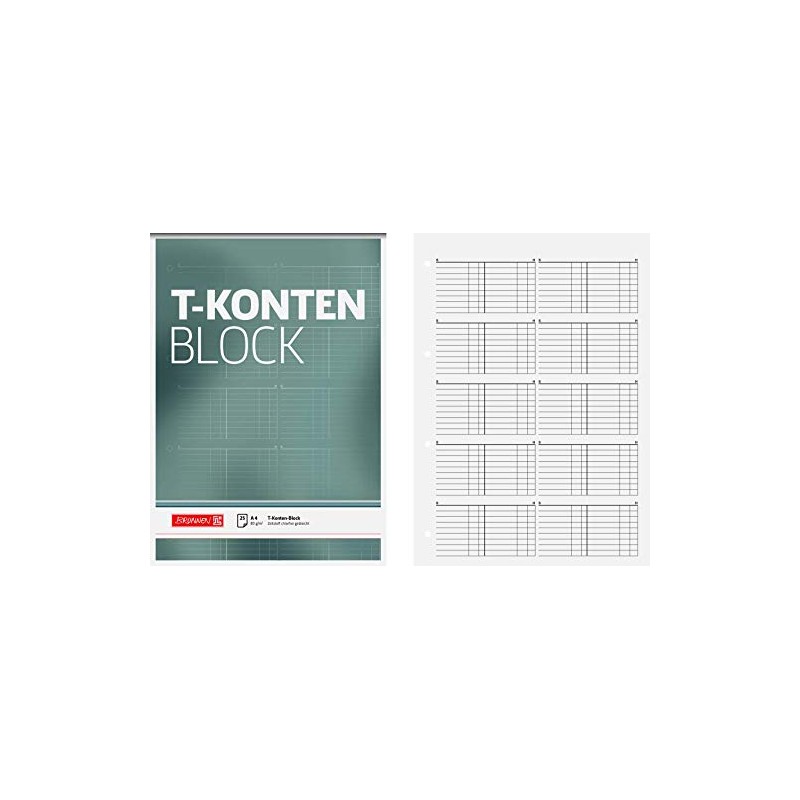Brunnen Writing Pad T Accounts Pad A4, 25 sheets, A4,