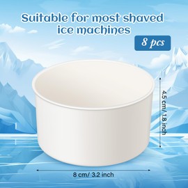 Threehoney 8 Pcs Shaved Ice Block Molds with Lids Food-grade Bpa-free Reusable Round Block Cube Molds Bowl Storage Containers for Shaved Ice Machine Freezer, 3.15'' Diameter, 1.77'' Height