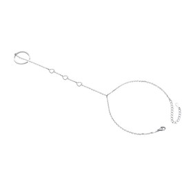 S925 Sterling Silver Finger Ring Link Heart Bracelet Hand Harness Attached Heart Adjustable Chain Set for Women Jewelry