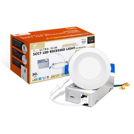 mw 3 Inch Ultra-Thin LED Recessed Light with Junction Box,Baffle Trim, 2700/3000/3500/4000/5000K, Dimmable, 650LM, Energy Star