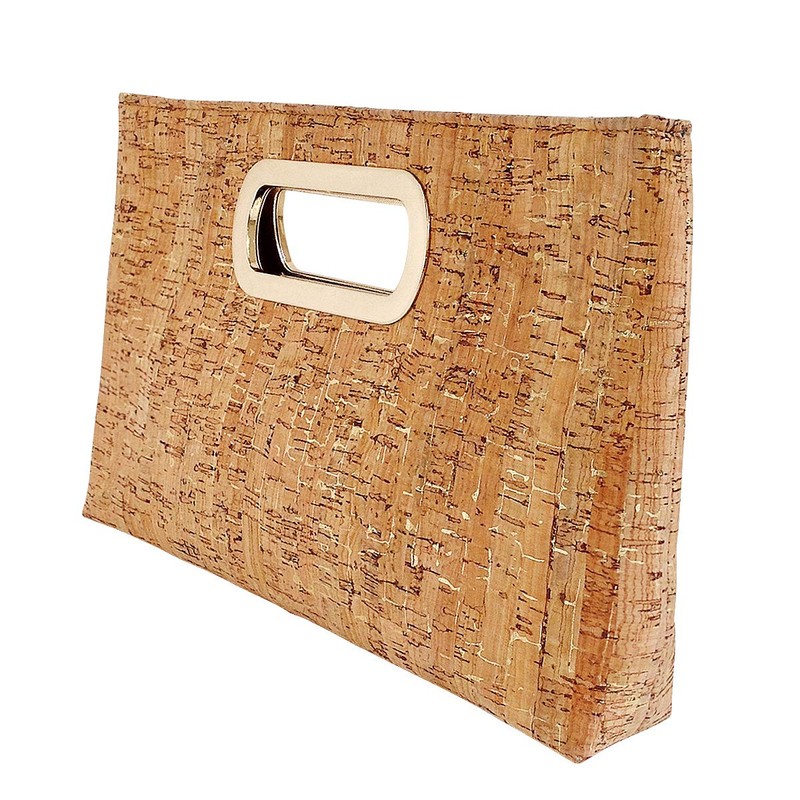 Cork Top Handle Clutch, Gold