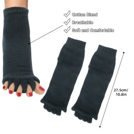Klmnop Women Toe Separator Socks Yoga Sports GYM Foot Alignment Pain Massage Toeless Socks 1 Pair Grey