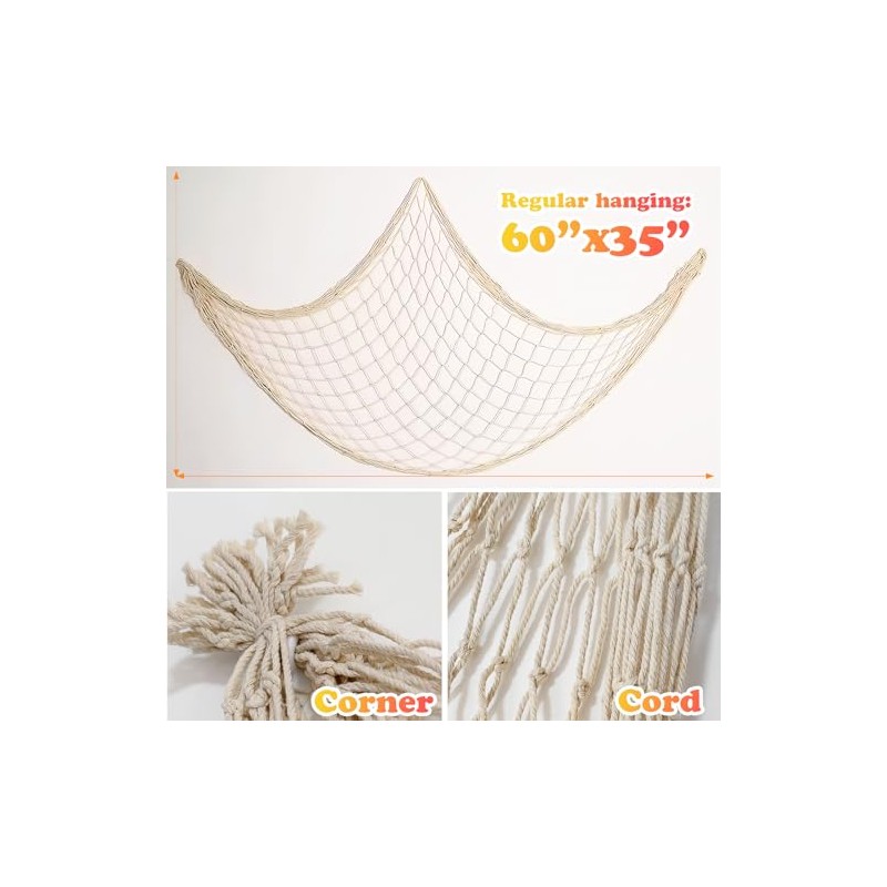 Natural Cotton Fish Net Decorations for Nautical Parties