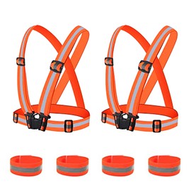 2 Pack Upgraded Safety Vest, 360° High Visibility Vest, Reflective Vest Running Gear, Adjustable Straps, Hi Vis Vest for Night Cycling, Jogging, Dog Walking, Reflective Bands & Storage Bag Included…