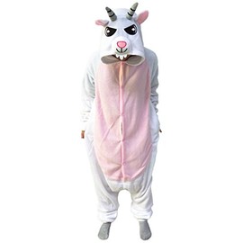 WOTOGOLD Animal Cosplay Costume Goat Unisex Adult Pajamas ,White,XS fit height 51"-55"