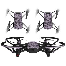 Skin Decal Wrap 2 Pack for DJI Ryze Tello Drone Folder Doodles Lavender Drone NOT Included