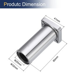 sourcing map LMK20LUU Linear Ball Bearings 20mm Bore 32mm OD 80mm Length Extra Long Square Flange Steel Cage for CNC Machine 3D Printer