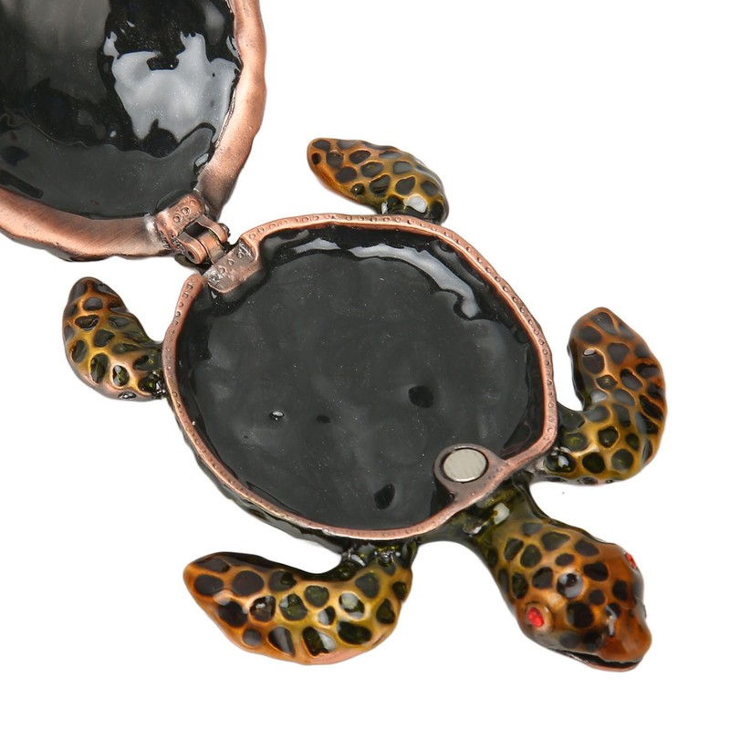 Turtle Trinket Boxes Handcrafted Hand Painted Rhinestones Hinged Trinket Boxes