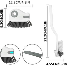 2 piezas 2 en 1 cepillo para polvo de limpieza de hendiduras de ranura para ventana, herramienta multifunción para limpieza de lechada, cepillo para polvo de limpieza de grietas con raspador oculto