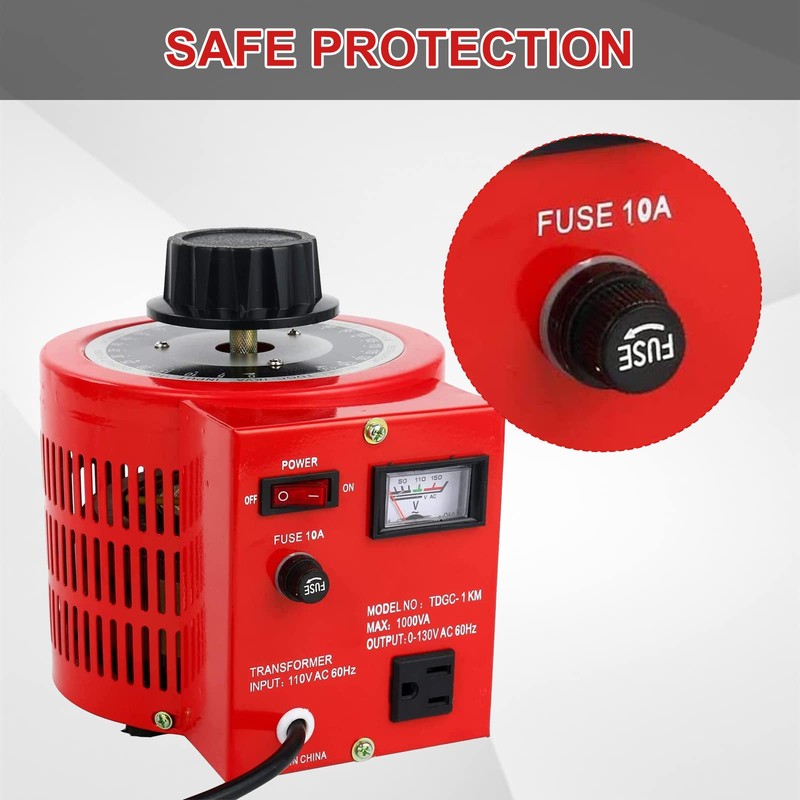 YaeCCC Voltage Transformer 10 Amp Auto AC Variable Voltage Converter,1000VA,0~130