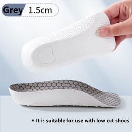 1Pair Height Increase Insole,Elastic Shock Absorbing 3/4 Elevator Insole for Women Men,Honeycomb Shock Absorbing Cushion Insoles, Comfortable and Anti-slip Elevating insoles (2.5cm)