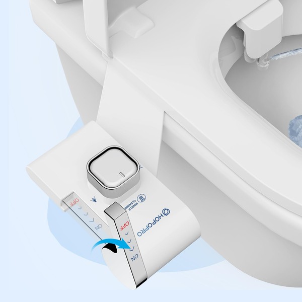 HOPOPRO Bidet with Single Finger Water Pressure Control, Self Cleaning