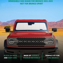 Covosun Windshield Sunshade for Ford Bronco, Premium Folding Windshield Sun Shade for Ford Bronco (2021-2024), Window Sunshade Sun Visor Protector Blocks UV Rays (Not for Bronco Sport)