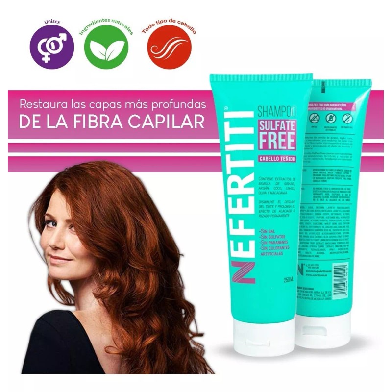 Nefertiti Shampoo Sin Sal Para Cabello Teñido Libre De Parabenos