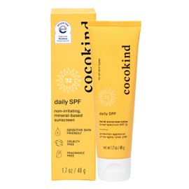 Cocokind Daily SPF, Mineral Face Sunscreen with Zinc Oxide, SPF 32, Reef Safe, Unscented, All Skin Types, Non-Toxic, Cruelty Free, 1.7 fl oz