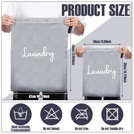 4 Pack Travel Laundry Bag Waterproof Wet Dirty Bag Machine Washable Clothes Organizer Bag Washing Travel Accessories for Packing Storage Hamper Basket, 12 x 14 Inch, 17 x 22 Inch, Gray, Black