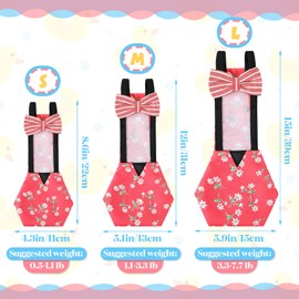 DoubleFill 6 Pcs Washable Chicken Diapers Reusable Duckling Diapers for Pet Ducks Hens Goose Clothes Pet Diaper with Bow Tie Poultry Nappies Waterproof Adjustable for Hen Rooster Chicken (Classic,M)