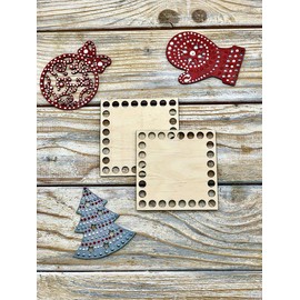 Wooden Bottom for Crochet Baskets, Kit with 2 Crochet Basket Wood Bases to Crochet with T-Shirt Yarn, Weaving Supplies and Home Decor Craft, Both Sqaure 7.8 in / 20 cm