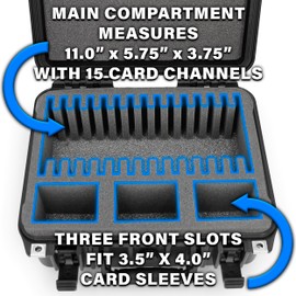 CASEMATIX Graded Card Storage Box With 15 Card Holders To Separate SGC BGS PSA Sports Trading Cards and Top loader Card Storage Case, Waterproof Graded Card Case For Slabs and Toploaders