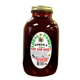 NATURZ BEEZ RAW HONEY CRANBERRY BLOSSOM 5 LBS 100% PURE RAW UNFILTERED HONEY In Glass 5LB