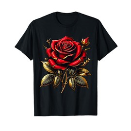 Red Rose Red and Gold T-Shirt