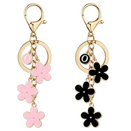 Lanyardio A-Z Letter Keychain for Women, Black and Pink Letter Key Chains Women Cute, Bag and Purse Charms for Handbags, Cute keychains Charms Gift