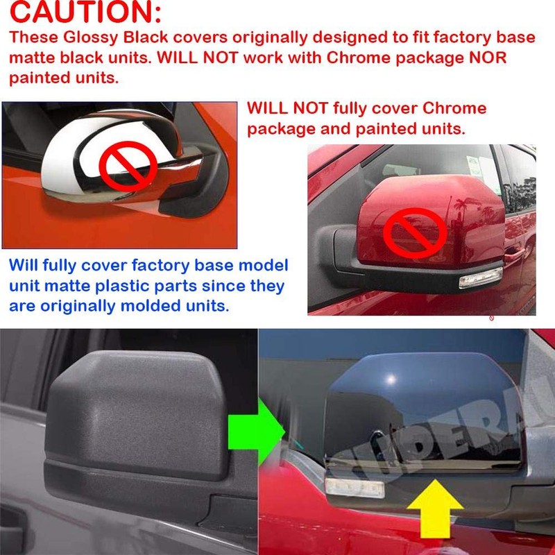 Overun Glossy Black Painted Side Door Handle Covers Overlay Designed