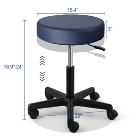 JMU Rolling Stool Heavy Duty 400lb with Wheels, PVC Leather Large Seat,Swivel Rolling Adjustable Height Stool,for Dentists Healthcare (Navy Blue)