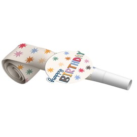 Folat 26874 Decoration, White with Colourful Stars, Airborst, Pack of 6, Cheerful and Colourful Party Tableware for Children and Adults, Birthday, Multicoloured