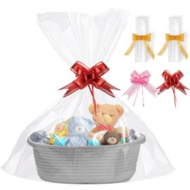 Gift Hamper Basket Empty, Baskets to Make Hampers Make Your Own Hamper Kit For Christmas Easter Christening Wedding Baby Shower or Birthday Gift (Grey)