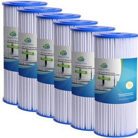 CFS –20 Micron 10"x4.5" Pleated Polyester Water Filter Cartridges Compatible with FXHSC GE FXHSC, R50-BBSA, R50-BB, WFHDC3001, W50PEHD, W50PEHDA Models – Replacement Filter Cartridge – 6 Pack