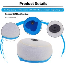 CTLLKG Air Filter 17213-KRN-850 & Oil Filter Spark Plug for Honda CRF250R 2004-2009 / CRF250X 2004-2013 / CRF450R 2002-2008 / CRF450X 2005-2013