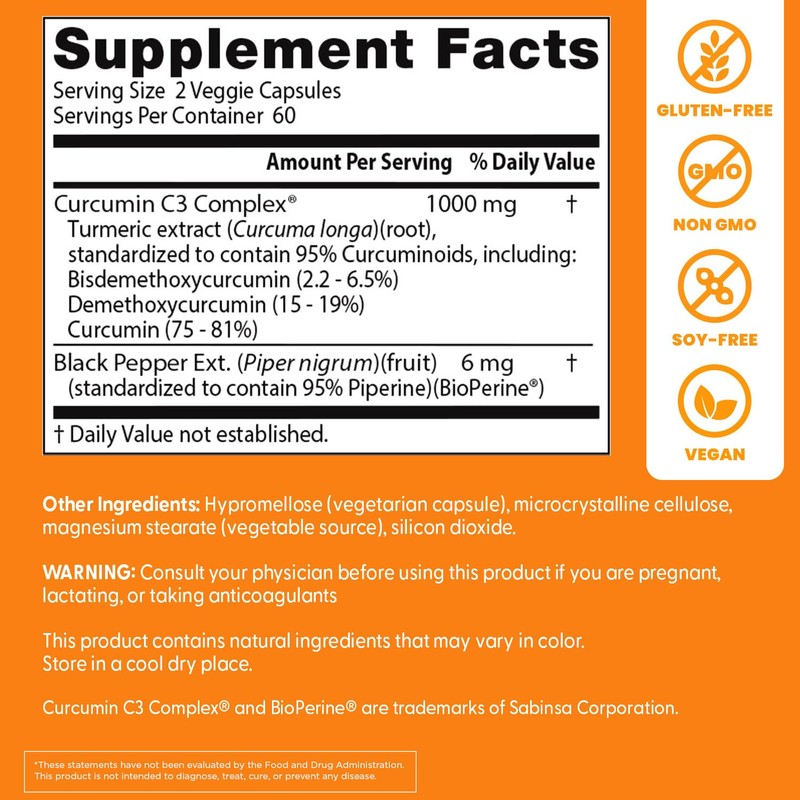 Doctor's Best Turmeric Curcumin Supplement 1000mg for Men & Women