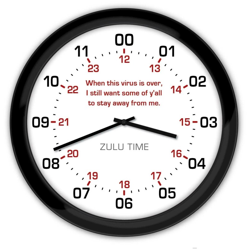 Unbranded FUNNY 24 Hour Zulu Time WALL CLOCK - Military