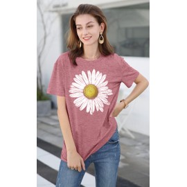 LAZYCHILD Womens Graphic Tees Sunflower Shirts Vintage Flower Graphic Tees Shirts Inspirational Tees Casual Faith Shirt Tops