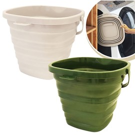 Bucket Large Capacity, Approx. 3.2 gal (10 L), Folds Thinly for Convenient Carry and Storage, Disaster Prevention, Crime Prevention, Car Washing, Placing, Bleaching, Dishes, Cleaning, Outdoors, Camping, BBQs, Gardening, Watering, Stylish Coloring (Greige