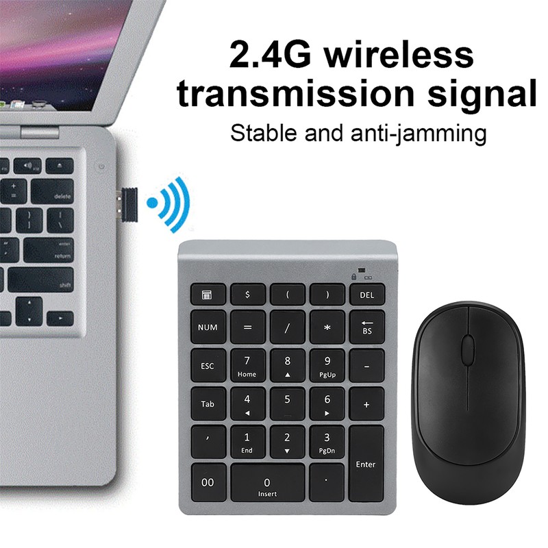 2.4G Wireless Digital Keyboard USB Wireless Mute Mouse with Office
