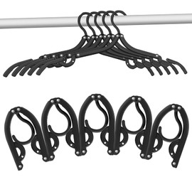 10 Pcs Travel Hangers Foldable Portable Plastic Hangers Folding Clothes Hangers Space Saving Clothes Hangers for Cruise Ship Business Trip Travel (black)