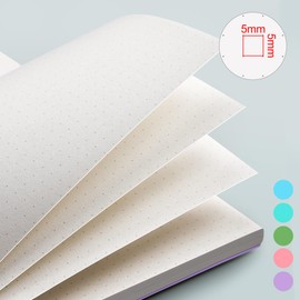 EMSHOI Notebook A5 Bullet Dotted Journal, 300 Pages/150 Sheets, 100gsm Dot Grid Paper, Waterproof Hardcover, Spiral Wirebound Notepad for Women Men Office School Work Writing, 14.5 x 21cm, Purple