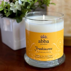 Frankincense Glass Temple JAR Candle 4.25" - ABBA Jerusalem : Spiritual Emphasis * Prayer & Intercession - King David : May My Prayer be Set Before You Like (Frankincense) Incense. Psalm 141:2