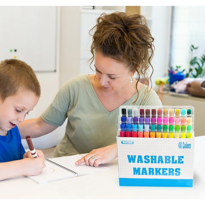 Rarlan Washable Markers Bulk, Markers for Kids, Bulk Pack, 48