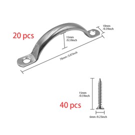 ONEBO Pack of 20 Stainless Steel Handles, Cabinet Handles, Kitchen Handles, Furniture Handles, Stainless Steel Drawer Handles, Comes with Screws, for Kitchen, Cupboard, Drawer Furniture, Bathroom,