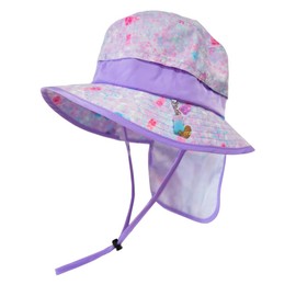 Happybeans Girls' Bear Print Mesh Cap, Kids, Elementary School Students, Safari Hat Lavender