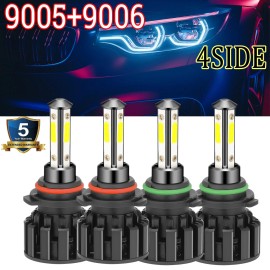 StoneBanks 4-Side 9005 9006 Combo LED Headlight Kit High Low Beam Bulb 6000K 4800W 720000LM