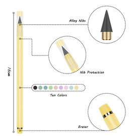 Vicloon Eternal Pencils, 10 Pieces Eternal Pencil Inkless, Magic Pencil Set with Eraser, Magic Pencil with Interchangeable Pencil, Interchangeable Head, Infinite Pencils, Colourful Macaroons (D)