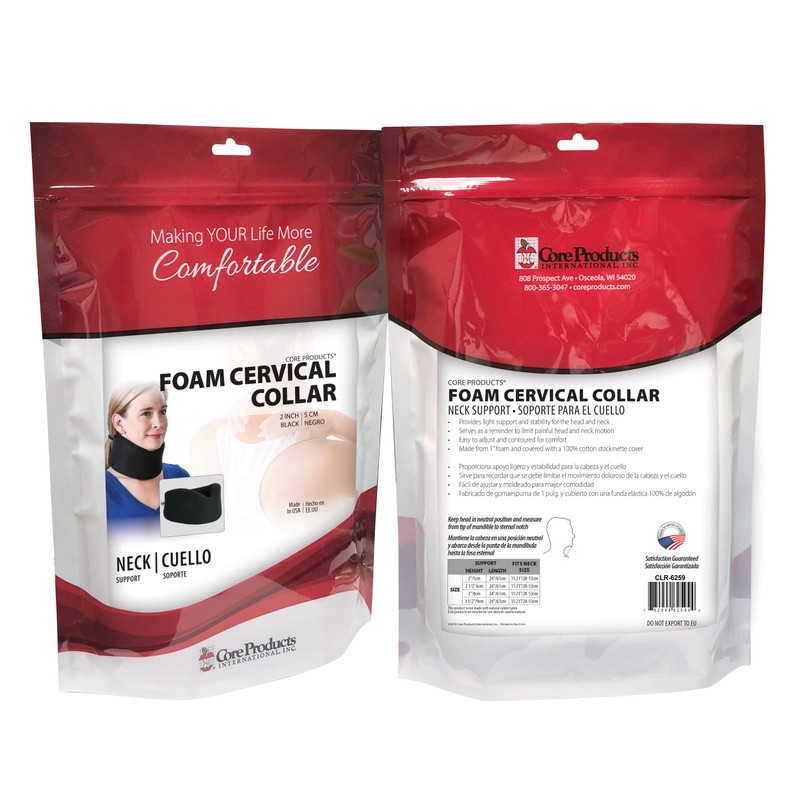 Core Products Soft Foam Cervical Collar Neck Support Brace, Helps