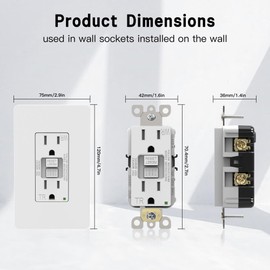 ThunderWay GFCI Outlet 15 Amp, LED Indicator, Tamper-Resistant, Weather Resistant Receptacle Indoor or Outdoor Use, Ground Fault Circuit Interrupter, Wallplate Included, ETL Listed, White,10Pack