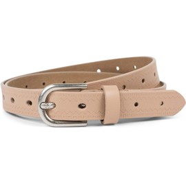 styleBREAKER 03010110 Women's Leather Belt Plain Colours with Aztec Prongs Embossing and Embossed Spike Can Be Shortened, beige